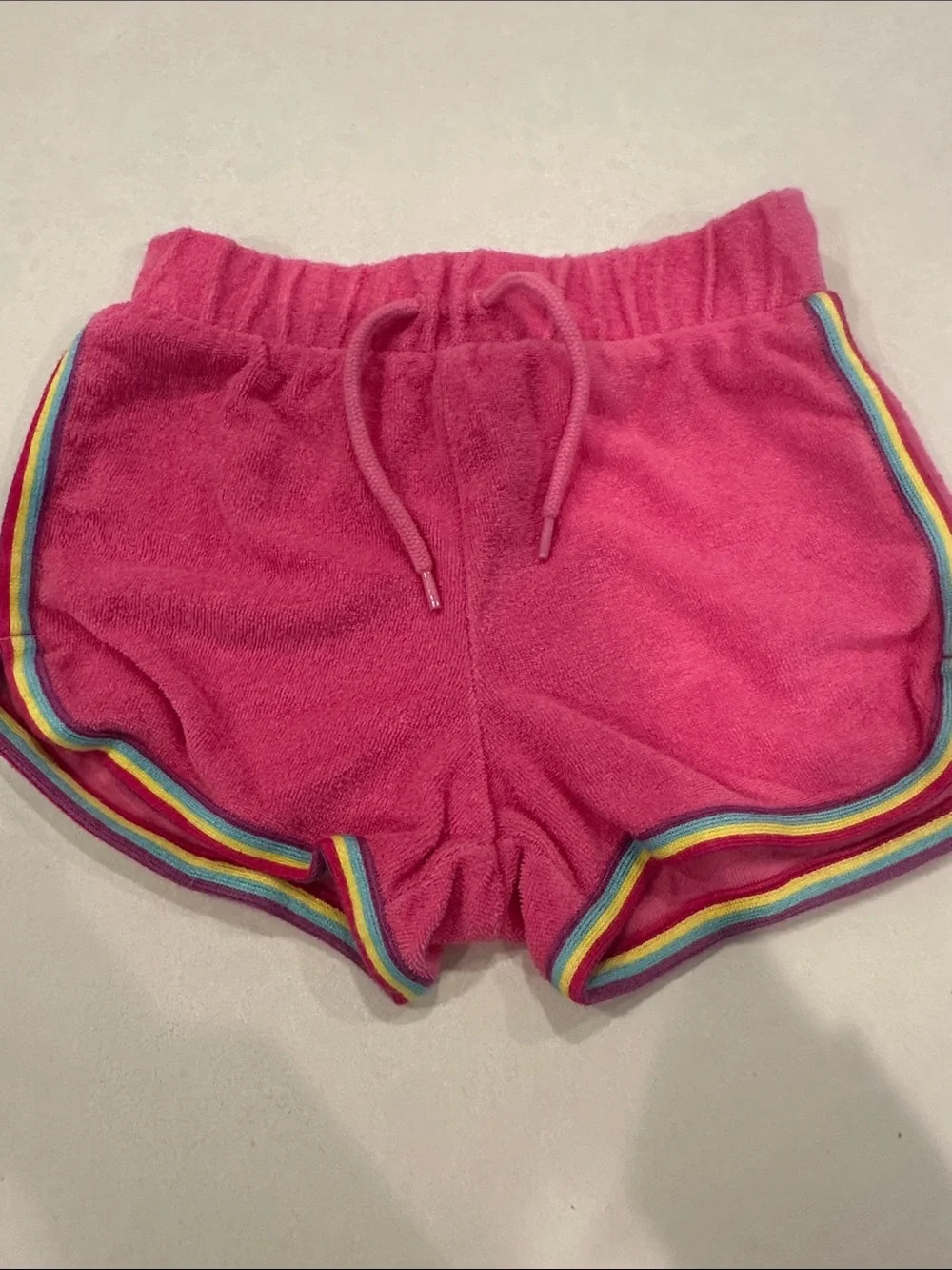 GAP Bright Pink Terry Shorts with Rainbow Stripe